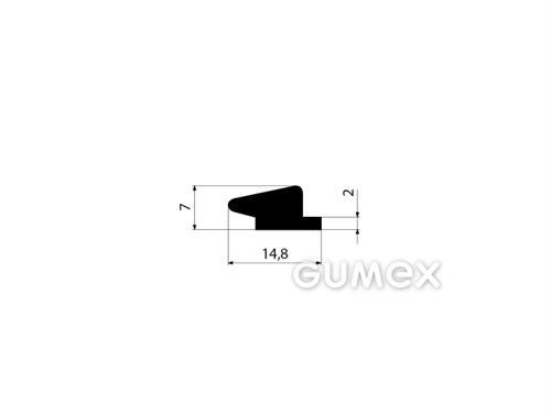 Pryžový profil tvarový, 7x14,8mm, 60°ShA, EPDM, -40°C/+100°C, černý